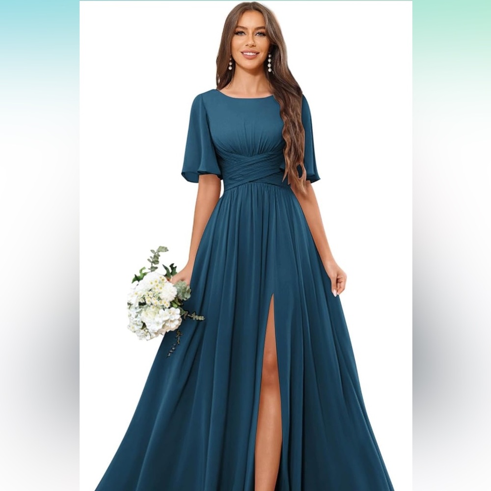 Elegant Peacock Evening Gown